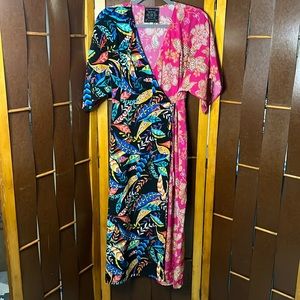 Johnny Was Jade mixed print wrap dress.